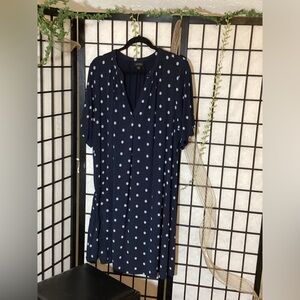 JJill Wearever Collection Navy Blue Floral Dress
